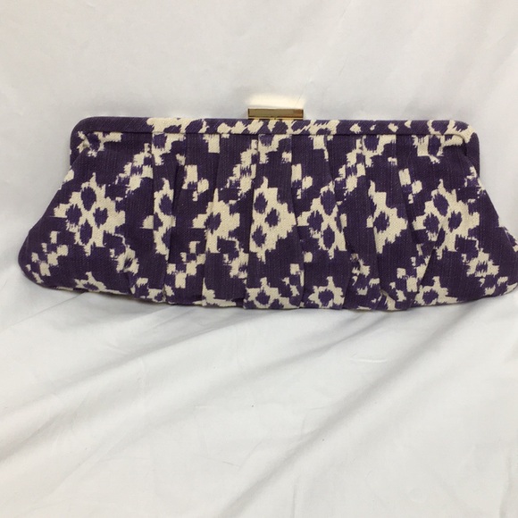 Banana Republic Handbags - Banana Republic Ikat Purple and Ivory Print Clutch
